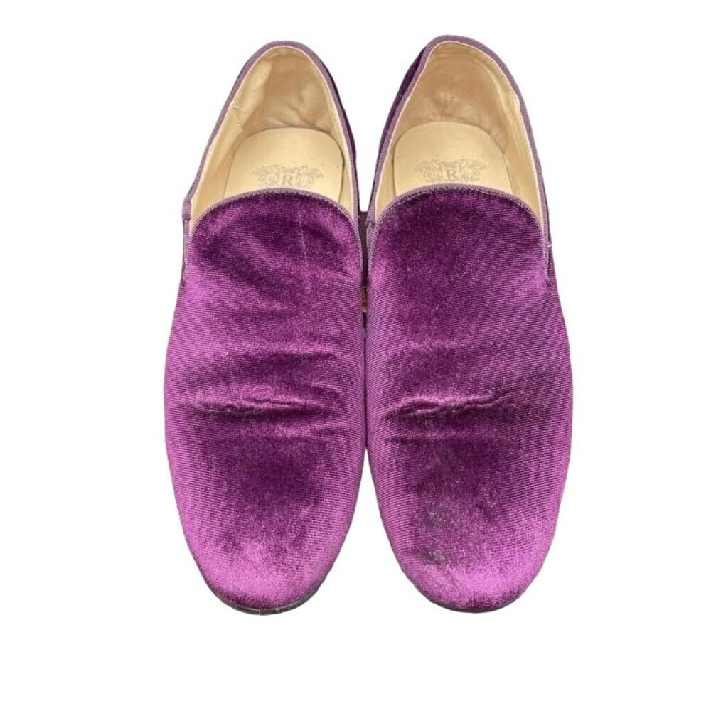 Royal Swank Purple Crushed Velvet Slip On Loafers driving shoes moccasins shoe 9 - Picture 4 of 9